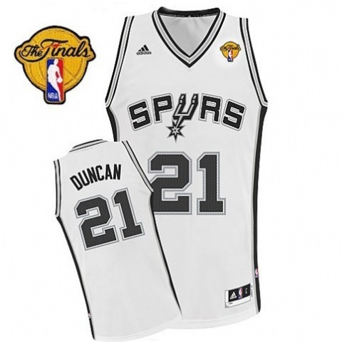 Men's  Spurs #21 Tim Duncan 2014 NBA Finals Home White Jersey